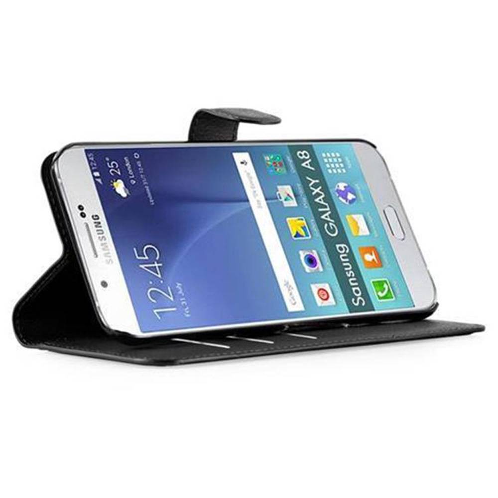 Cadorabo Hülle für Samsung Galaxy A8 2015 Schutz Hülle in Schwarz Handyhülle Etui Case Cover Magnetverschluss
