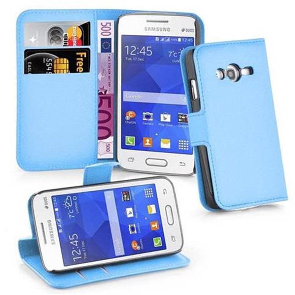 Cadorabo Handy Hülle für Samsung Galaxy ACE 4 LITE Hülle in PASTEL BLAU , Schutzhülle Tasche Hülle case cover mit Kartenfach und Standfunktion