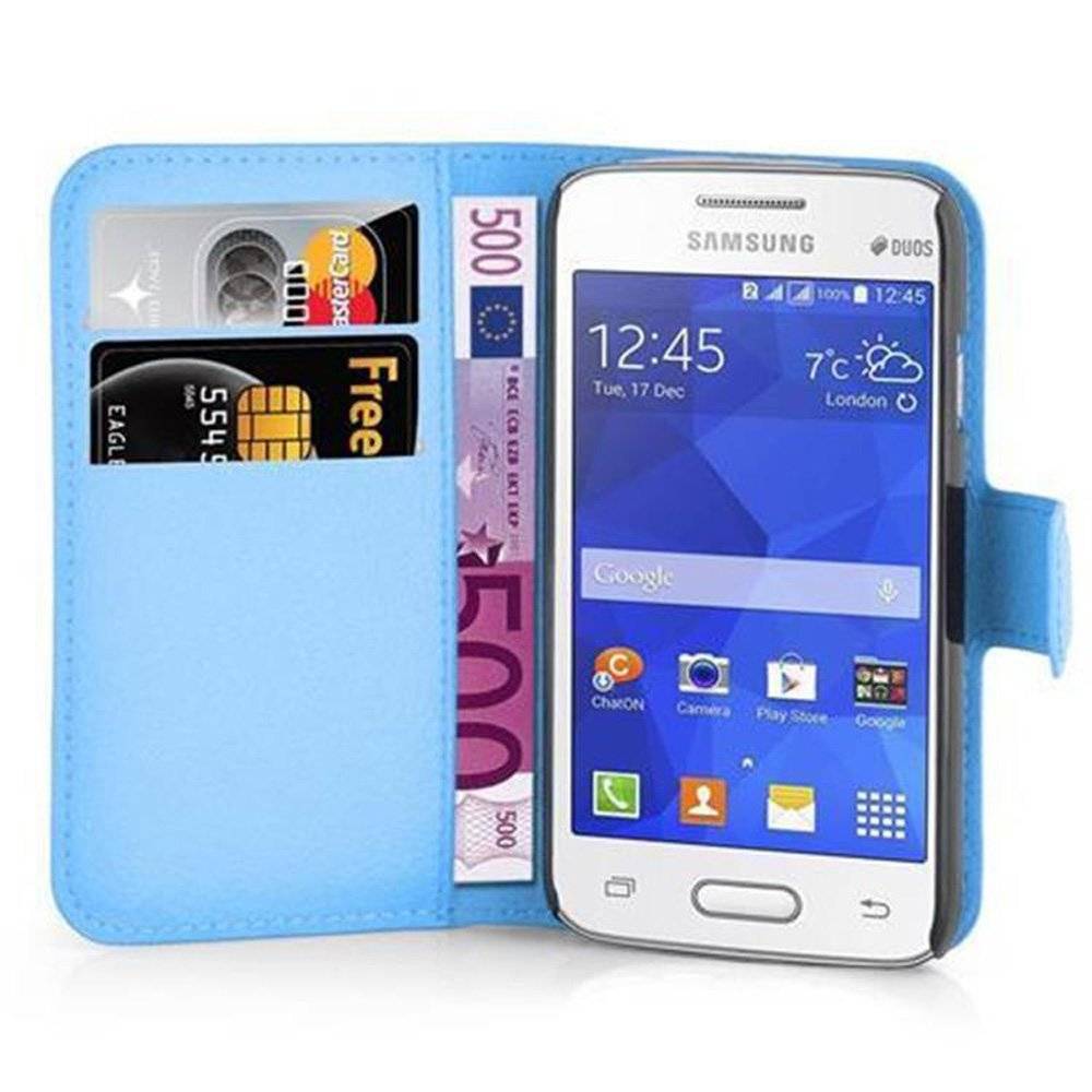 Cadorabo Handy Hülle für Samsung Galaxy ACE 4 LITE Hülle in PASTEL BLAU , Schutzhülle Tasche Hülle case cover mit Kartenfach und Standfunktion