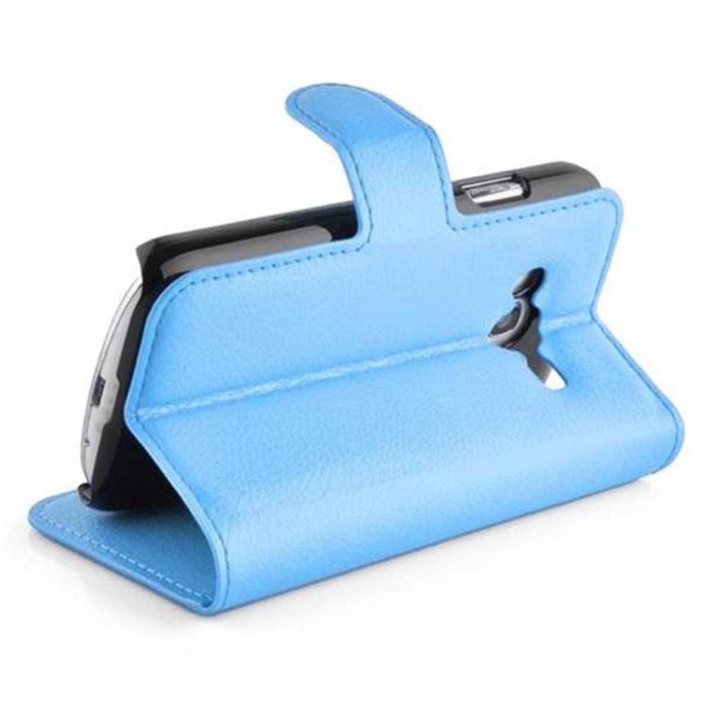 Cadorabo Handy Hülle für Samsung Galaxy ACE 4 LITE Hülle in PASTEL BLAU , Schutzhülle Tasche Hülle case cover mit Kartenfach und Standfunktion