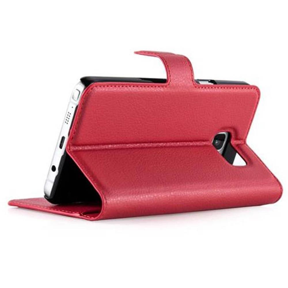 Cadorabo Hülle für Samsung Galaxy NOTE 5 Schutz Hülle in Rot Handyhülle Etui Case Cover Magnetverschluss