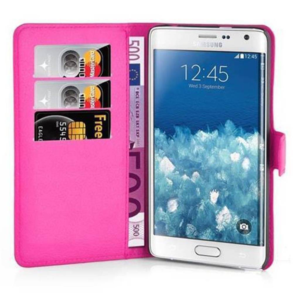 Cadorabo Hülle für Samsung Galaxy NOTE EDGE Schutz Hülle in Pink Handyhülle Etui Case Cover Magnetverschluss