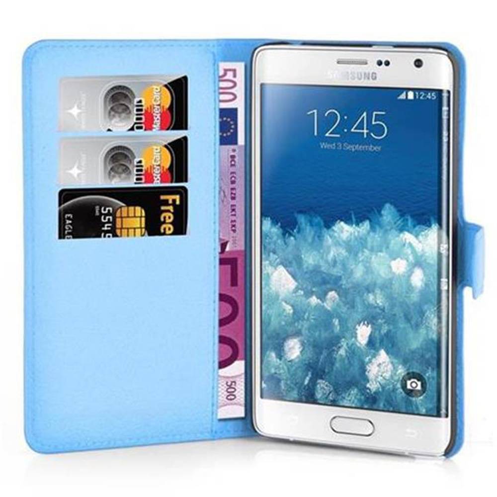 Cadorabo Hülle für Samsung Galaxy NOTE EDGE Schutz Hülle in Blau Handyhülle Etui Case Cover Magnetverschluss