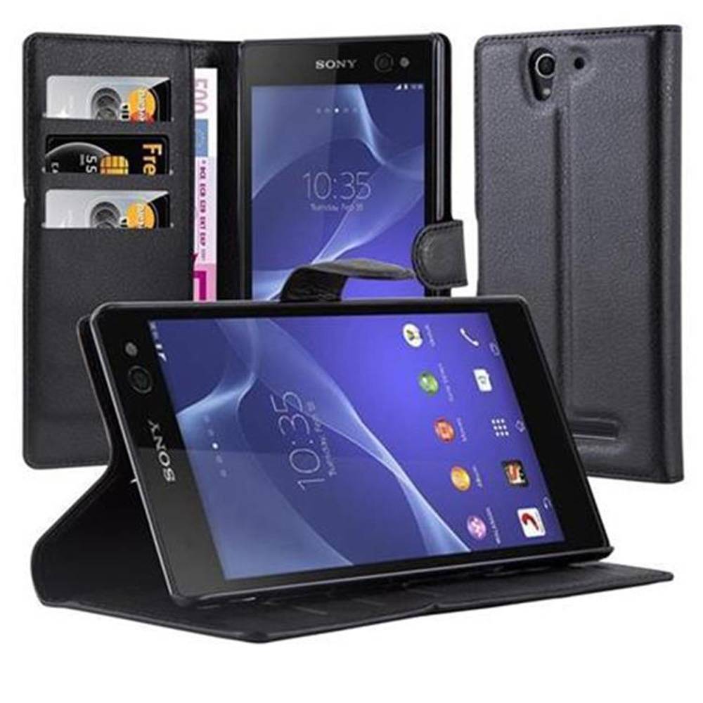 Cadorabo Hülle für Sony Xperia C3 Schutz Hülle in Schwarz Handyhülle Etui Case Cover Magnetverschluss