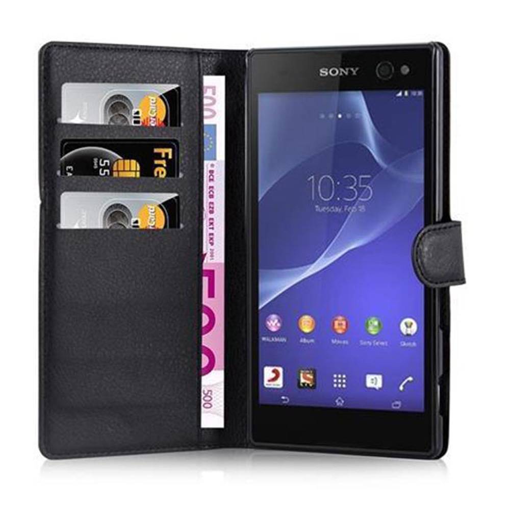 Cadorabo Hülle für Sony Xperia C3 Schutz Hülle in Schwarz Handyhülle Etui Case Cover Magnetverschluss