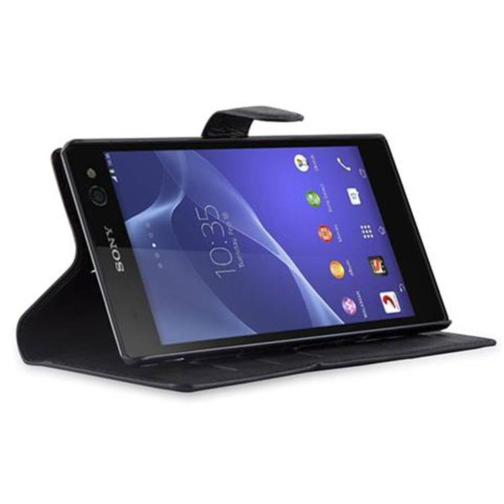 Cadorabo Hülle für Sony Xperia C3 Schutz Hülle in Schwarz Handyhülle Etui Case Cover Magnetverschluss