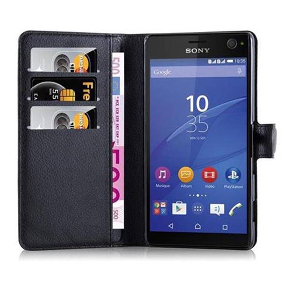 Cadorabo Hülle für Sony Xperia C4 Schutz Hülle in Schwarz Handyhülle Etui Case Cover Magnetverschluss