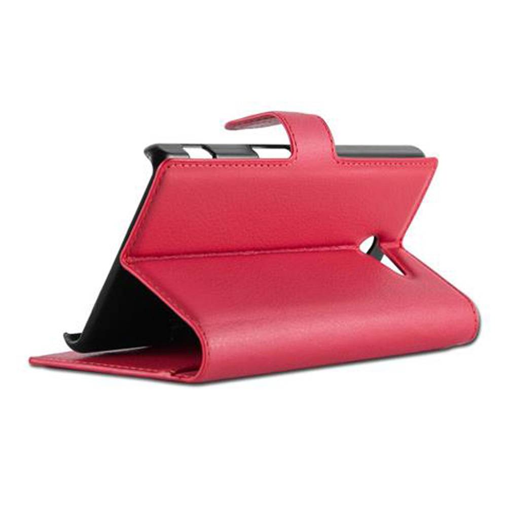 Cadorabo Hülle für Sony Xperia M2 / M2 AQUA Schutz Hülle in Rot Handyhülle Etui Case Cover Magnetverschluss