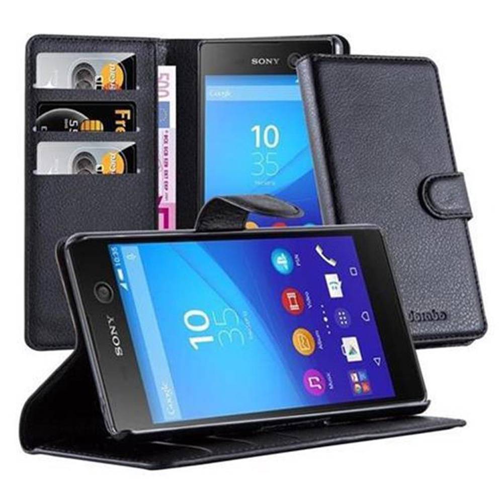 Cadorabo Hülle für Sony Xperia M5 Schutz Hülle in Schwarz Handyhülle Etui Case Cover Magnetverschluss