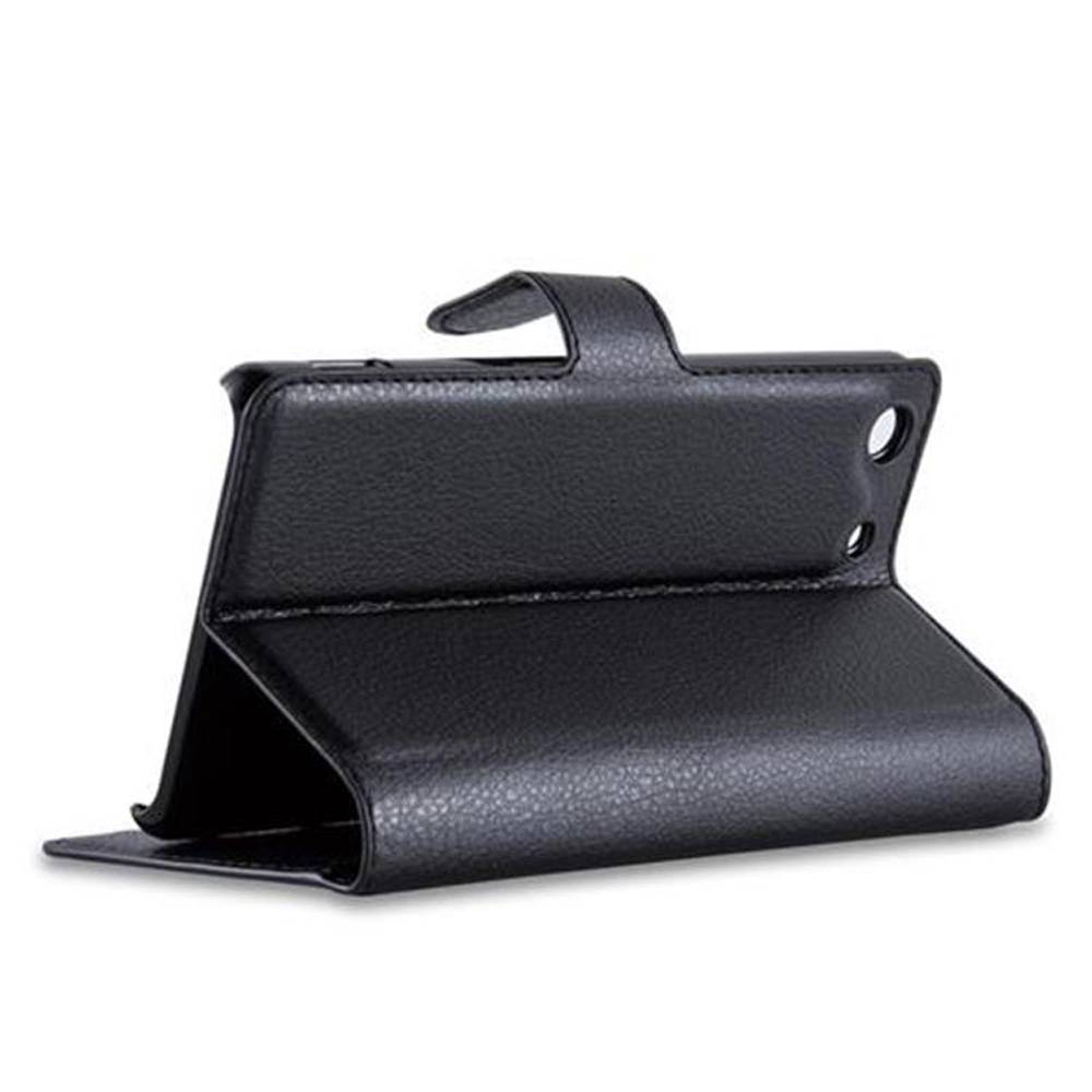 Cadorabo Hülle für Sony Xperia M5 Schutz Hülle in Schwarz Handyhülle Etui Case Cover Magnetverschluss