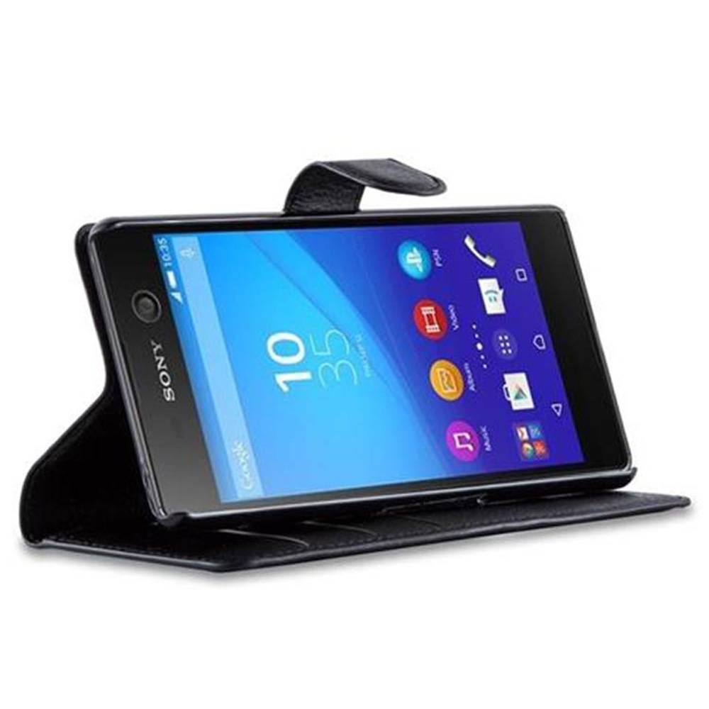 Cadorabo Hülle für Sony Xperia M5 Schutz Hülle in Schwarz Handyhülle Etui Case Cover Magnetverschluss