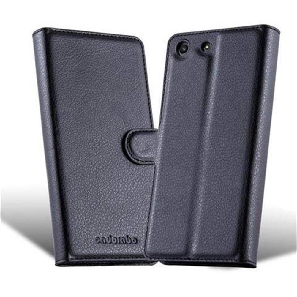 Cadorabo Hülle für Sony Xperia M5 Schutz Hülle in Schwarz Handyhülle Etui Case Cover Magnetverschluss