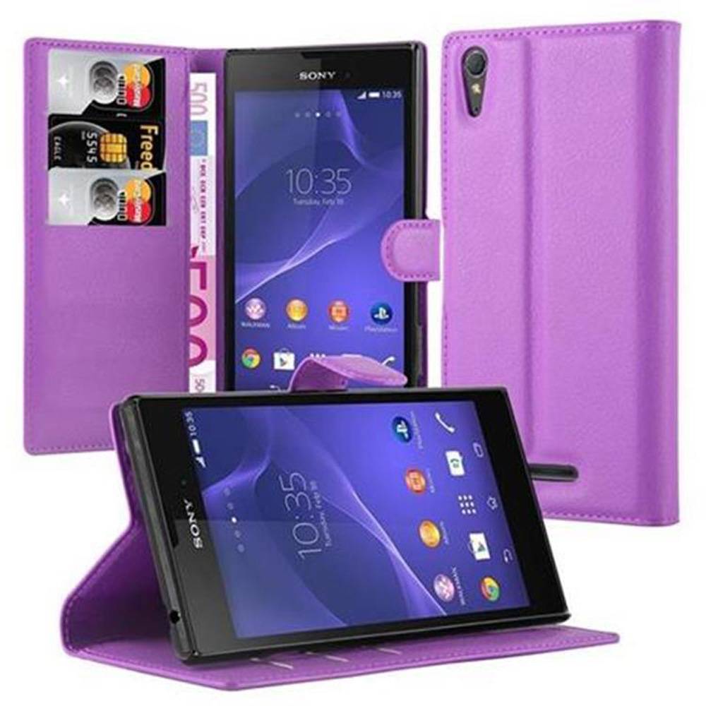 Cadorabo Hülle für Sony Xperia T3 Schutz Hülle in Lila Handyhülle Etui Case Cover Magnetverschluss