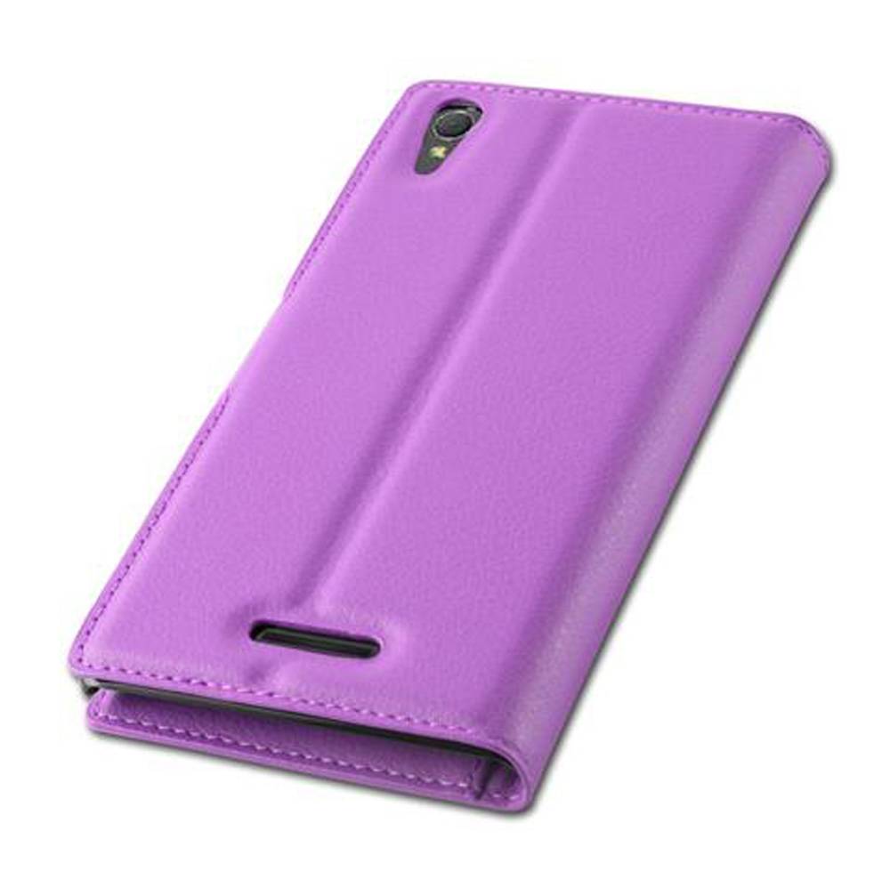 Cadorabo Hülle für Sony Xperia T3 Schutz Hülle in Lila Handyhülle Etui Case Cover Magnetverschluss