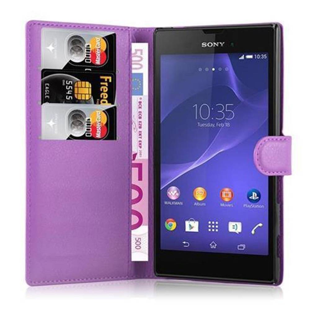 Cadorabo Hülle für Sony Xperia T3 Schutz Hülle in Lila Handyhülle Etui Case Cover Magnetverschluss
