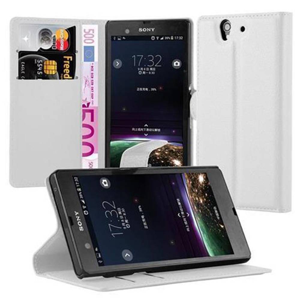 Cadorabo Hülle für Sony Xperia Z Schutz Hülle in Weiß Handyhülle Etui Case Cover Magnetverschluss