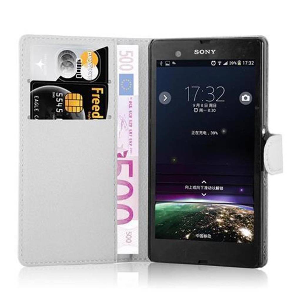 Cadorabo Hülle für Sony Xperia Z Schutz Hülle in Weiß Handyhülle Etui Case Cover Magnetverschluss