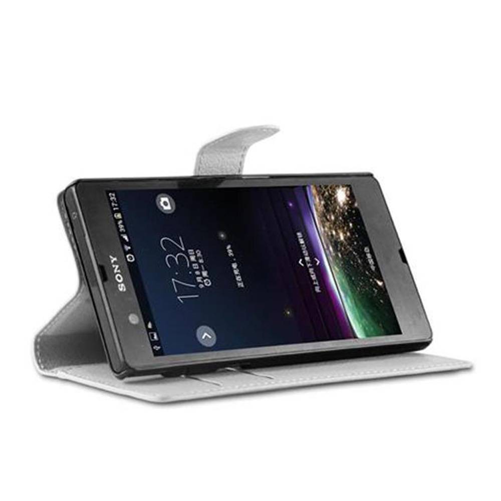Cadorabo Hülle für Sony Xperia Z Schutz Hülle in Weiß Handyhülle Etui Case Cover Magnetverschluss