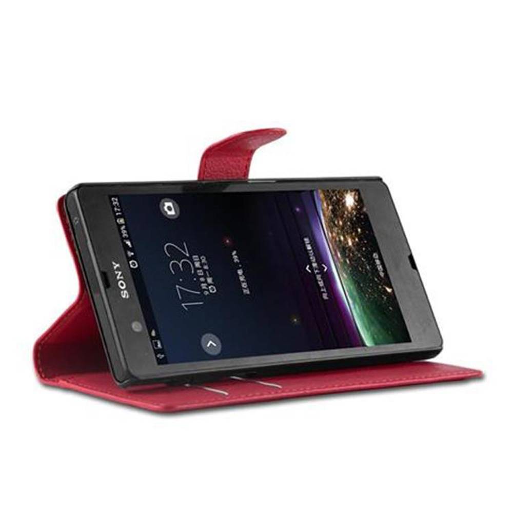 Cadorabo Hülle für Sony Xperia Z Schutz Hülle in Rot Handyhülle Etui Case Cover Magnetverschluss