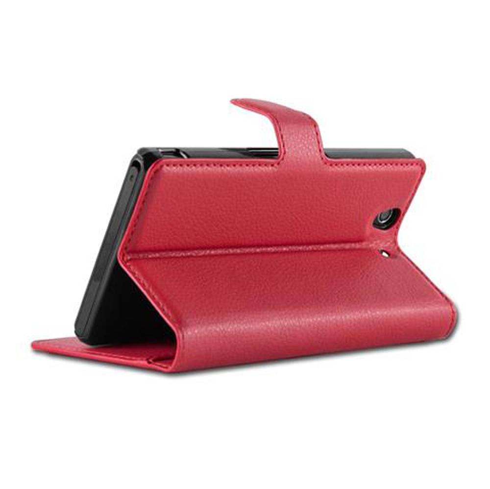 Cadorabo Hülle für Sony Xperia Z Schutz Hülle in Rot Handyhülle Etui Case Cover Magnetverschluss