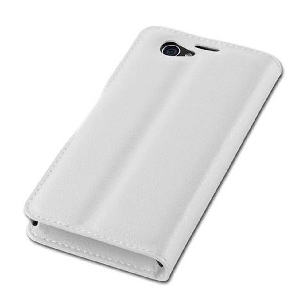 Cadorabo Hülle für Sony Xperia Z1 COMPACT Schutz Hülle in Weiß Handyhülle Etui Case Cover Magnetverschluss