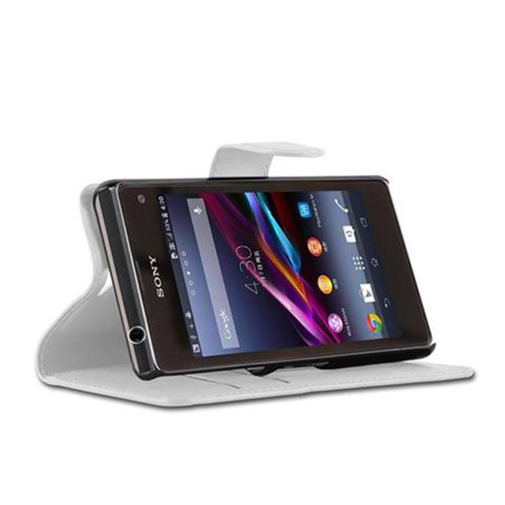 Cadorabo Hülle für Sony Xperia Z1 COMPACT Schutz Hülle in Weiß Handyhülle Etui Case Cover Magnetverschluss
