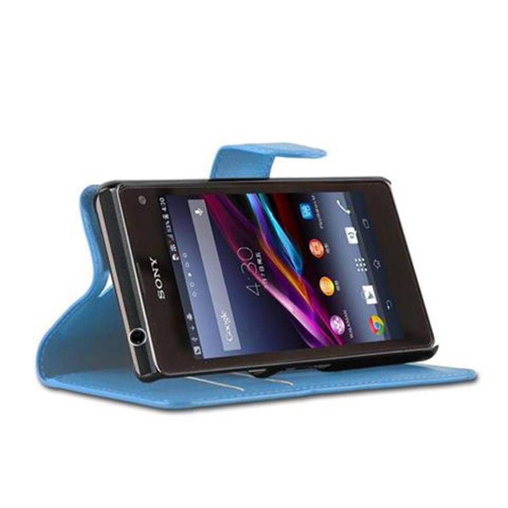 Cadorabo Hülle für Sony Xperia Z1 COMPACT Schutz Hülle in Blau Handyhülle Etui Case Cover Magnetverschluss
