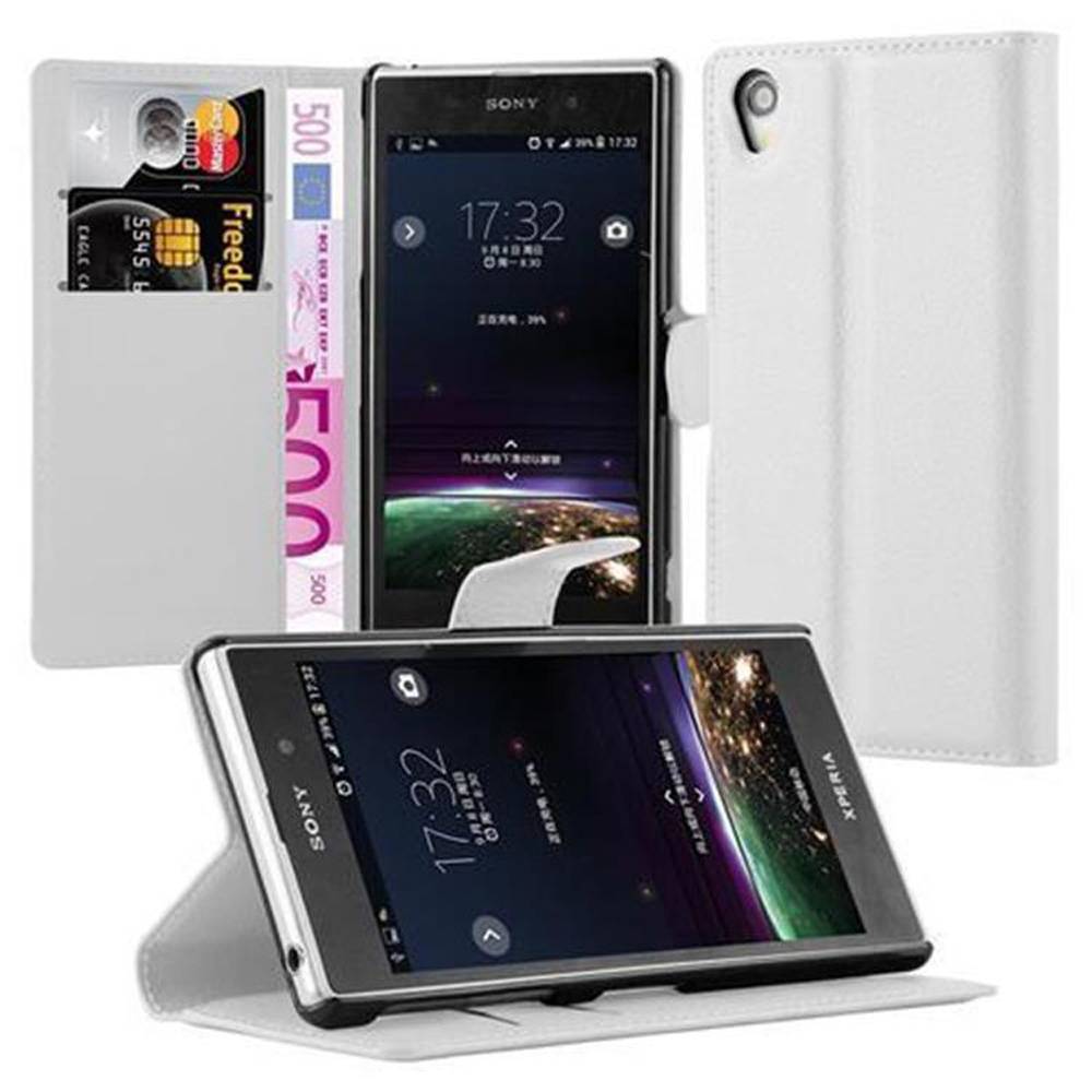 Cadorabo Hülle für Sony Xperia Z1 Schutz Hülle in Weiß Handyhülle Etui Case Cover Magnetverschluss