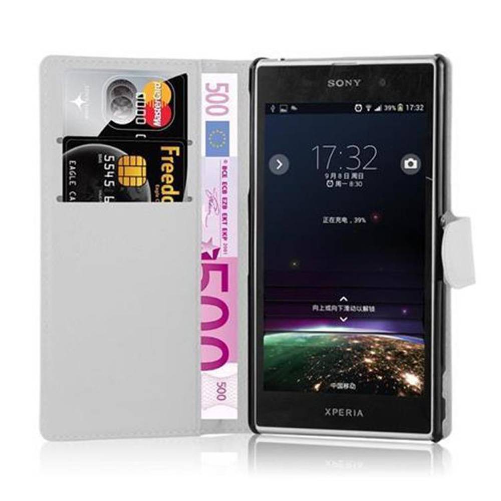 Cadorabo Hülle für Sony Xperia Z1 Schutz Hülle in Weiß Handyhülle Etui Case Cover Magnetverschluss