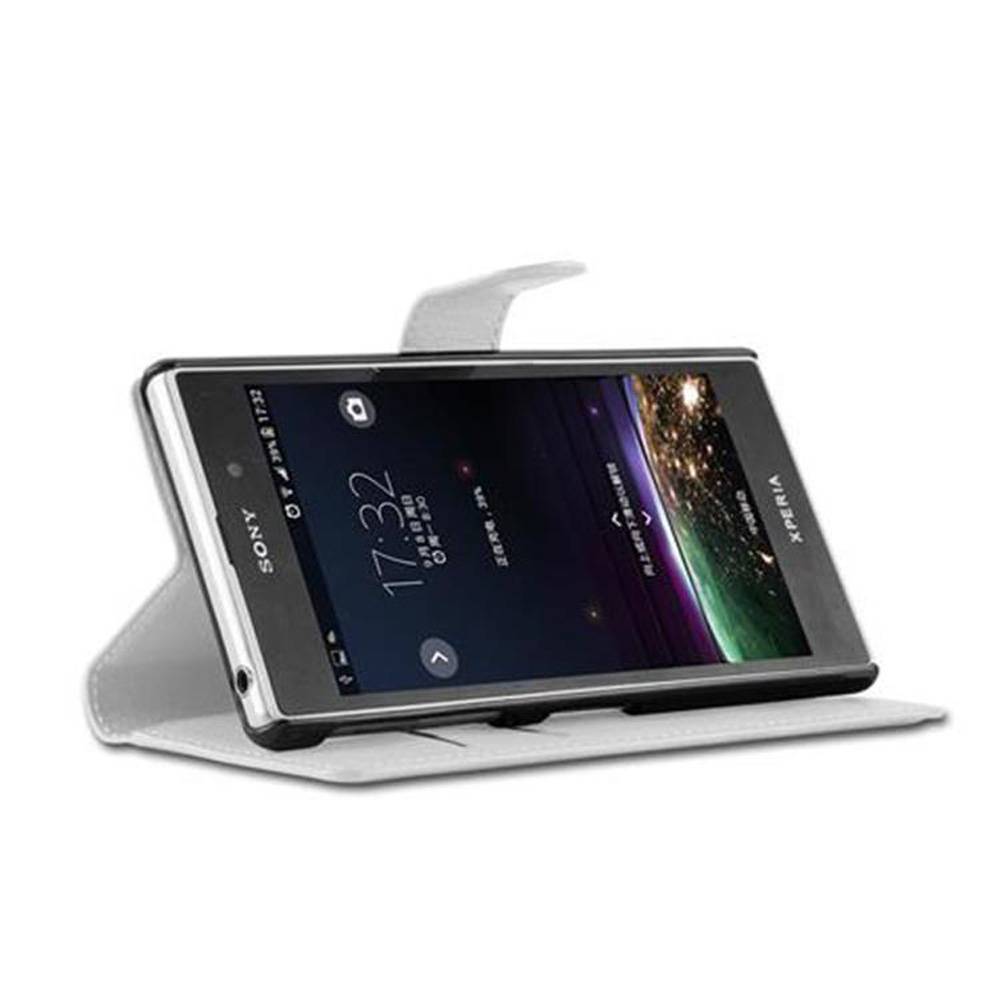Cadorabo Hülle für Sony Xperia Z1 Schutz Hülle in Weiß Handyhülle Etui Case Cover Magnetverschluss