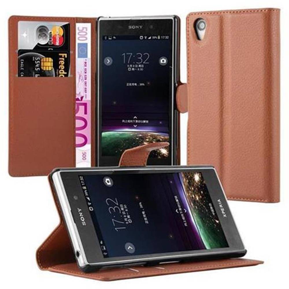 Cadorabo Hülle für Sony Xperia Z1 Schutz Hülle in Braun Handyhülle Etui Case Cover Magnetverschluss