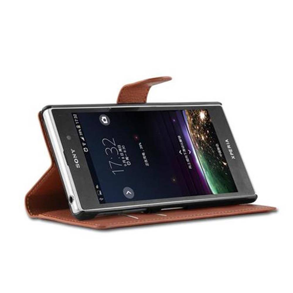 Cadorabo Hülle für Sony Xperia Z1 Schutz Hülle in Braun Handyhülle Etui Case Cover Magnetverschluss