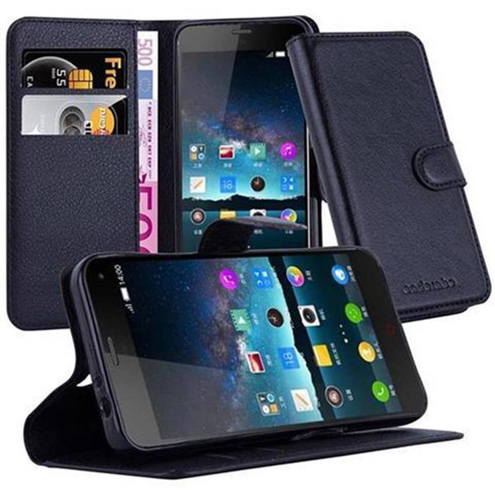 Cadorabo Hülle für ZTE Nubia Z7 MINI Schutz Hülle in Schwarz Handyhülle Etui Case Cover Magnetverschluss