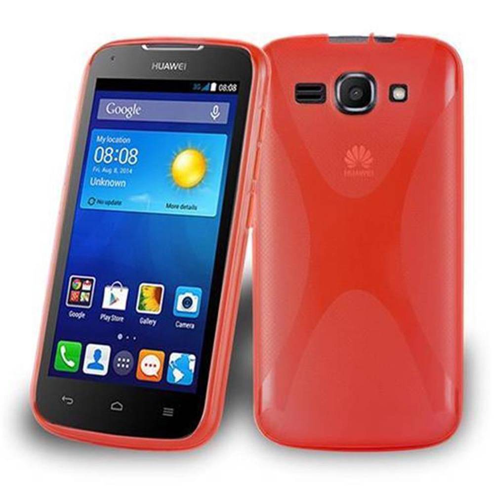 Cadorabo Handyhülle für Huawei ASCEND Y520 in Rot Hülle Schutzhülle TPU Silikon Backcover Case