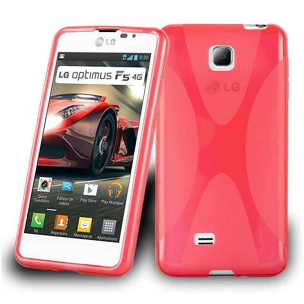 Cadorabo Handyhülle für LG OPTIMUS F5 / LUCID 2 in Rot Hülle Schutzhülle TPU Silikon Backcover Case
