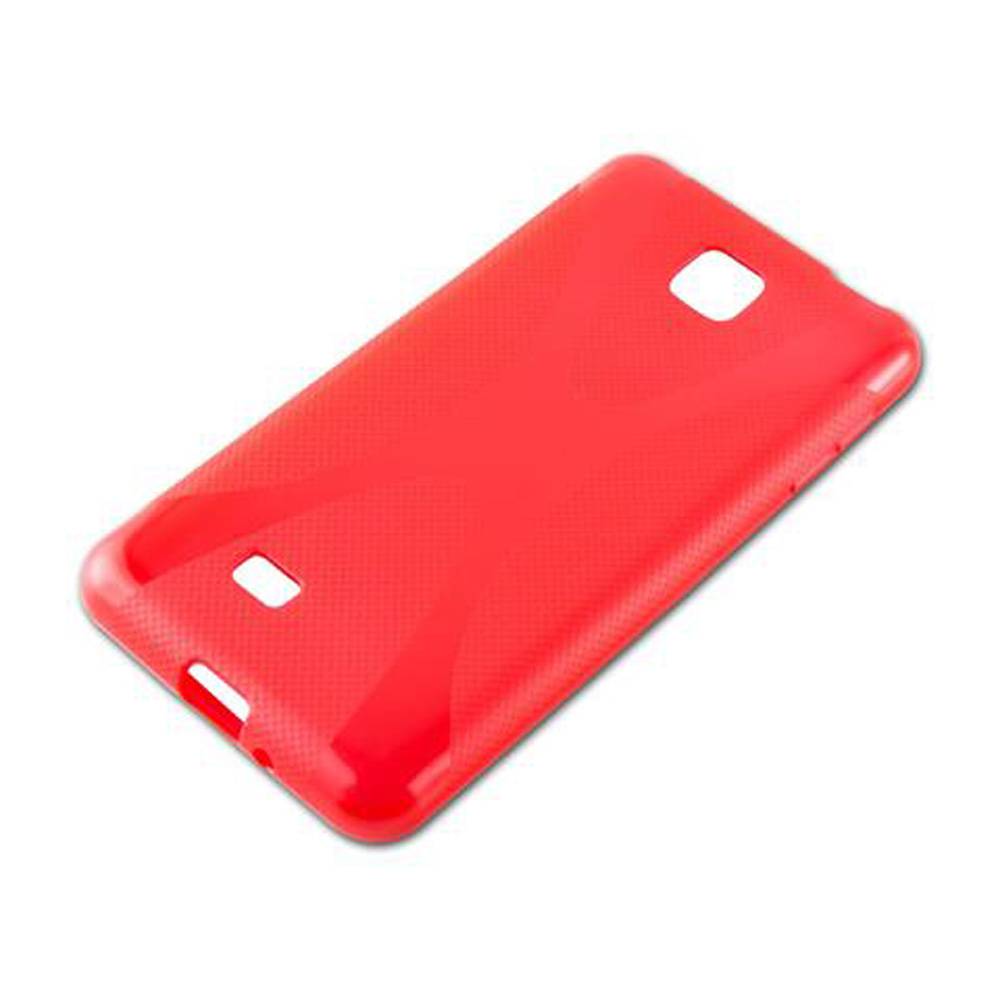 Cadorabo Handyhülle für LG OPTIMUS F5 / LUCID 2 in Rot Hülle Schutzhülle TPU Silikon Backcover Case