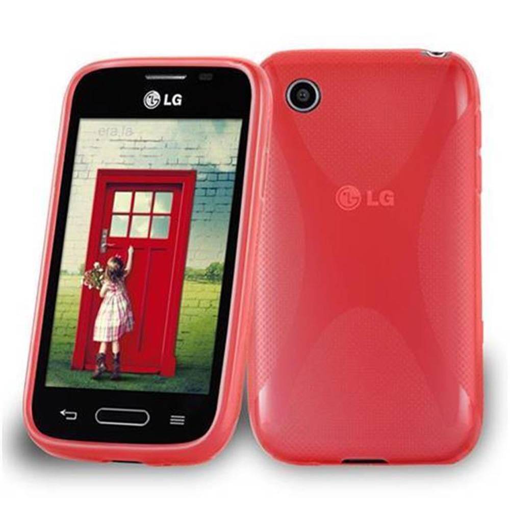 Cadorabo Handyhülle für LG L40 in Rot Hülle Schutzhülle TPU Silikon Backcover Case