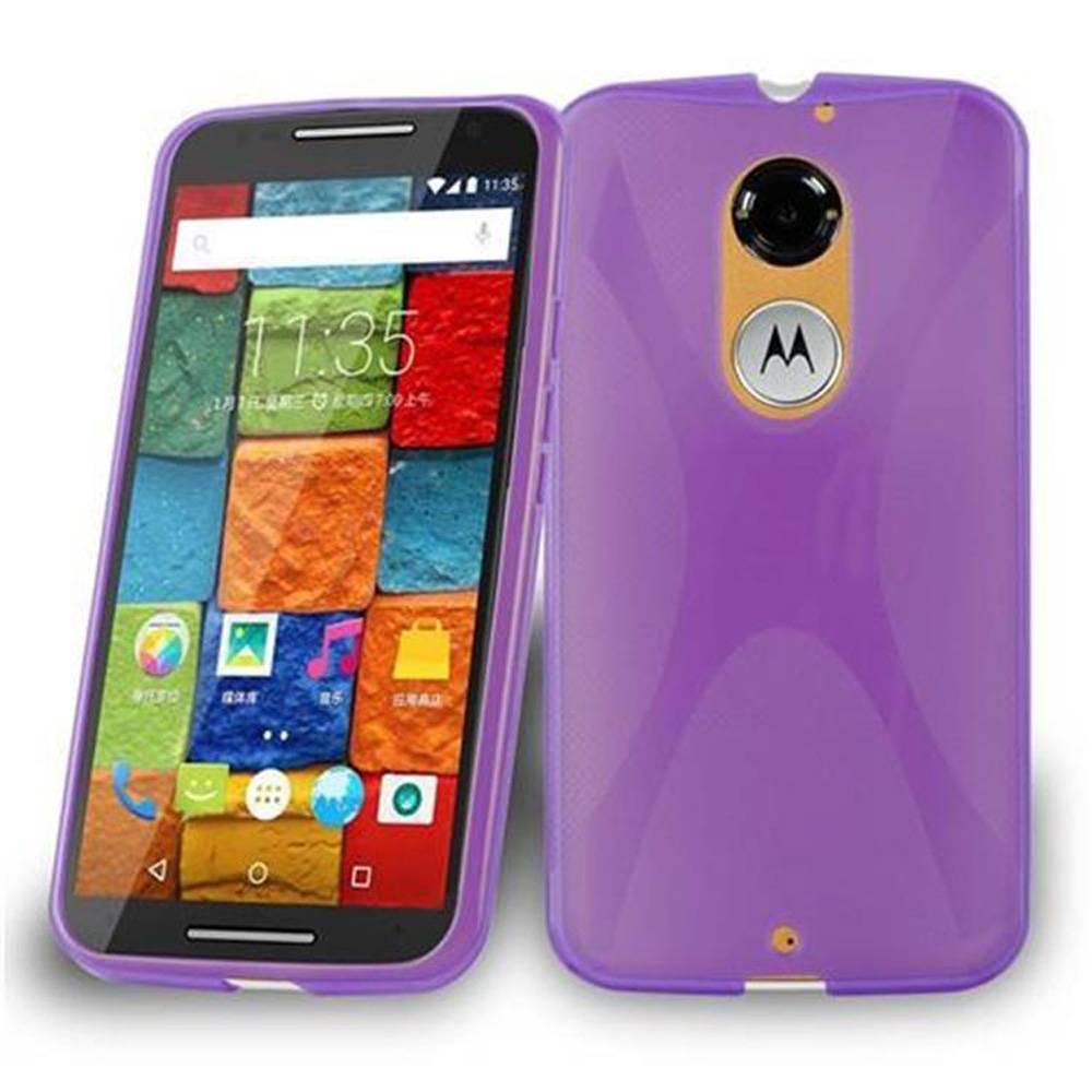 Cadorabo Handyhülle für Motorola MOTO X2 in Lila Hülle Schutzhülle TPU Silikon Backcover Case
