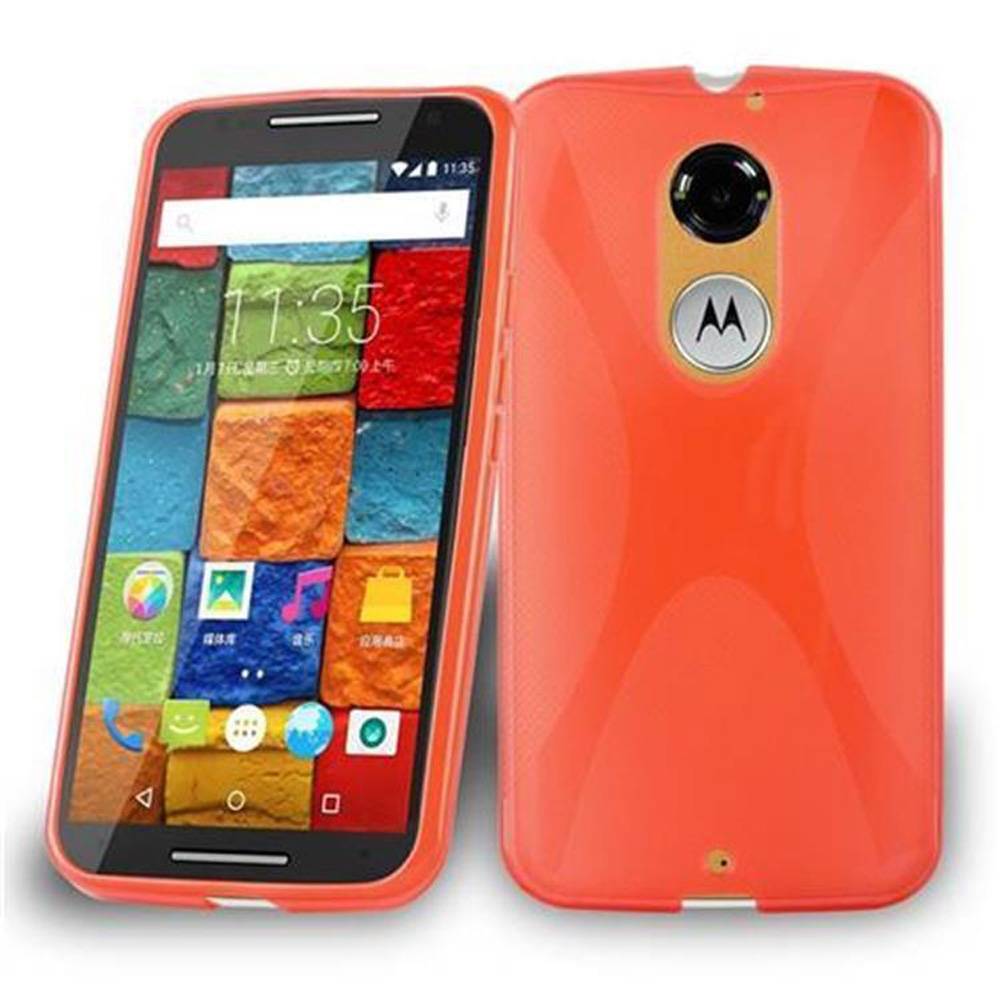 Cadorabo Handyhülle für Motorola MOTO X3 in Rot Hülle Schutzhülle TPU Silikon Backcover Case