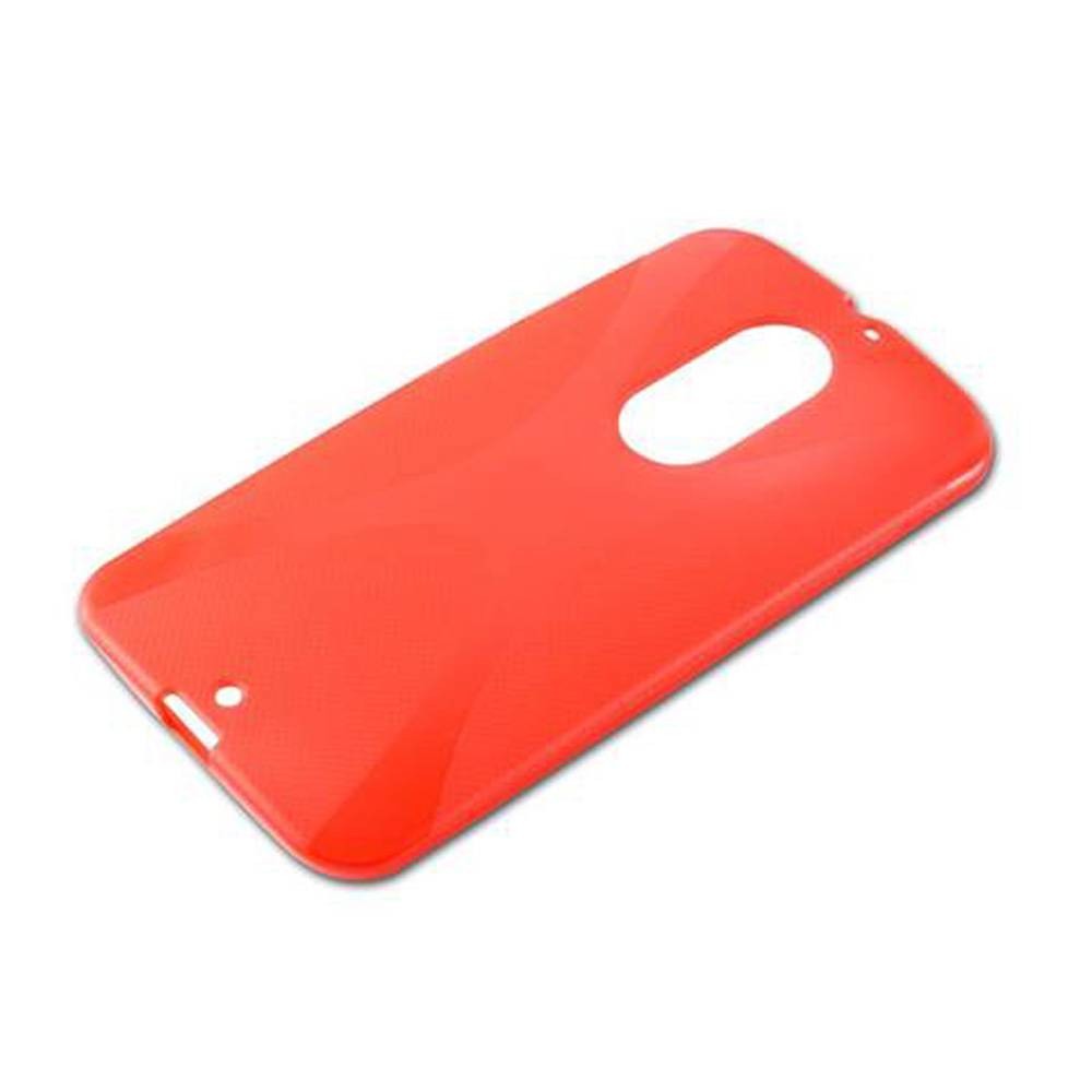 Cadorabo Handyhülle für Motorola MOTO X3 in Rot Hülle Schutzhülle TPU Silikon Backcover Case