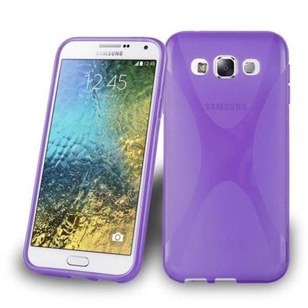 Cadorabo Handyhülle für Samsung Galaxy E5 in Lila Hülle Schutzhülle TPU Silikon Backcover Case