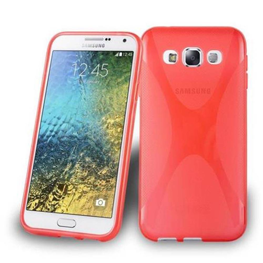 Cadorabo Handyhülle für Samsung Galaxy E5 in Rot Hülle Schutzhülle TPU Silikon Backcover Case