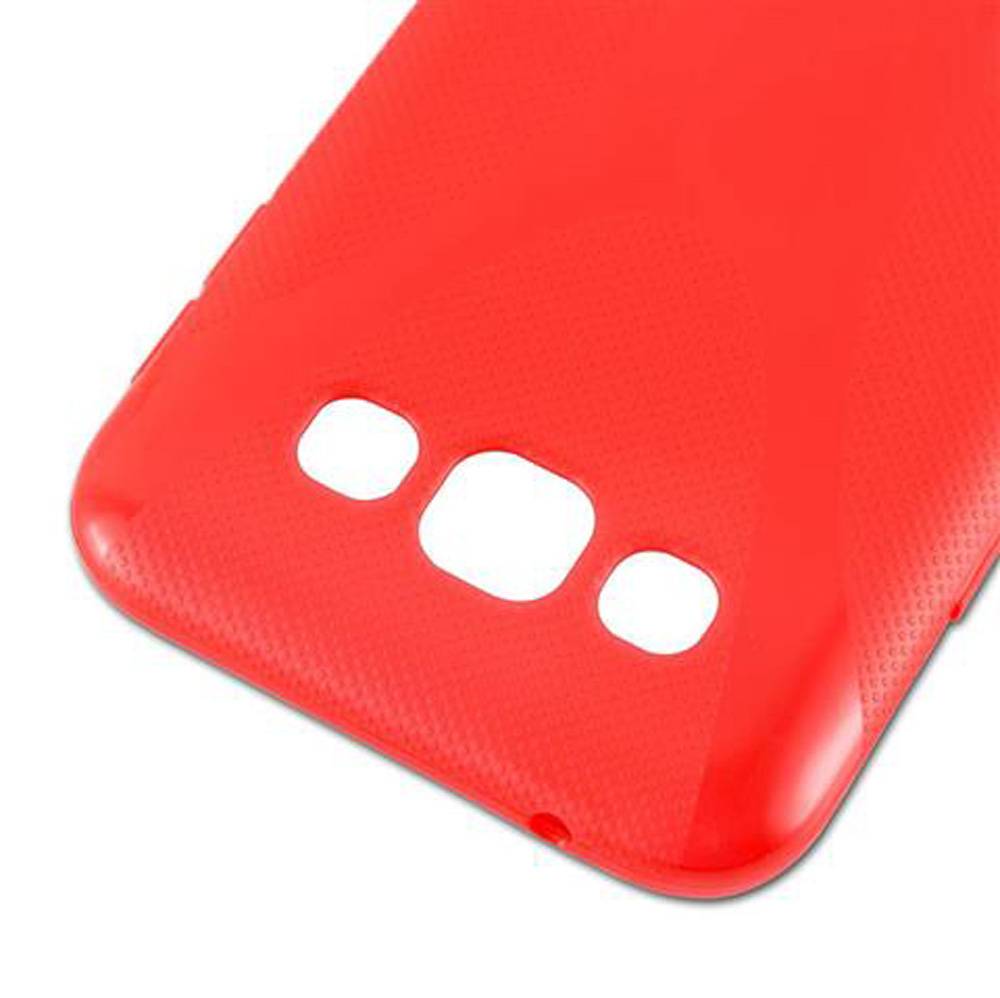 Cadorabo Handyhülle für Samsung Galaxy E5 in Rot Hülle Schutzhülle TPU Silikon Backcover Case