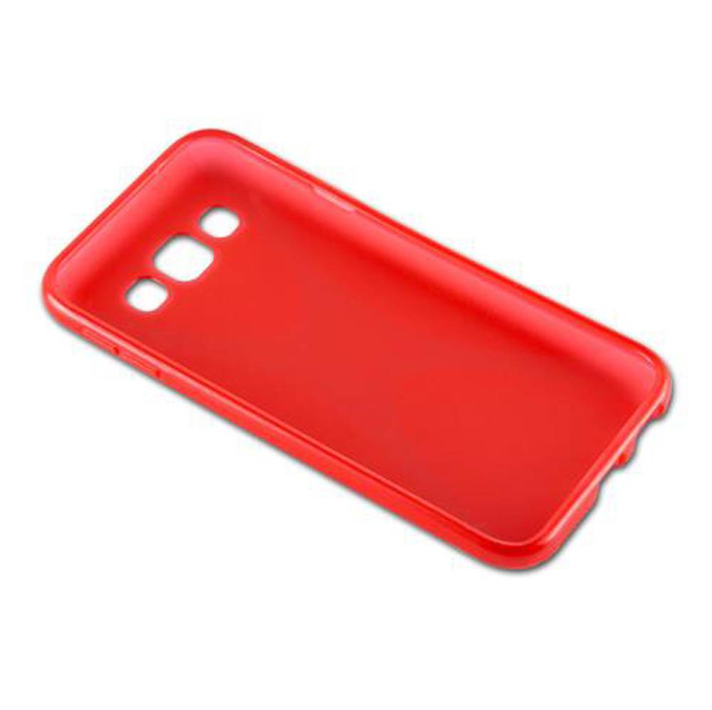 Cadorabo Handyhülle für Samsung Galaxy E5 in Rot Hülle Schutzhülle TPU Silikon Backcover Case