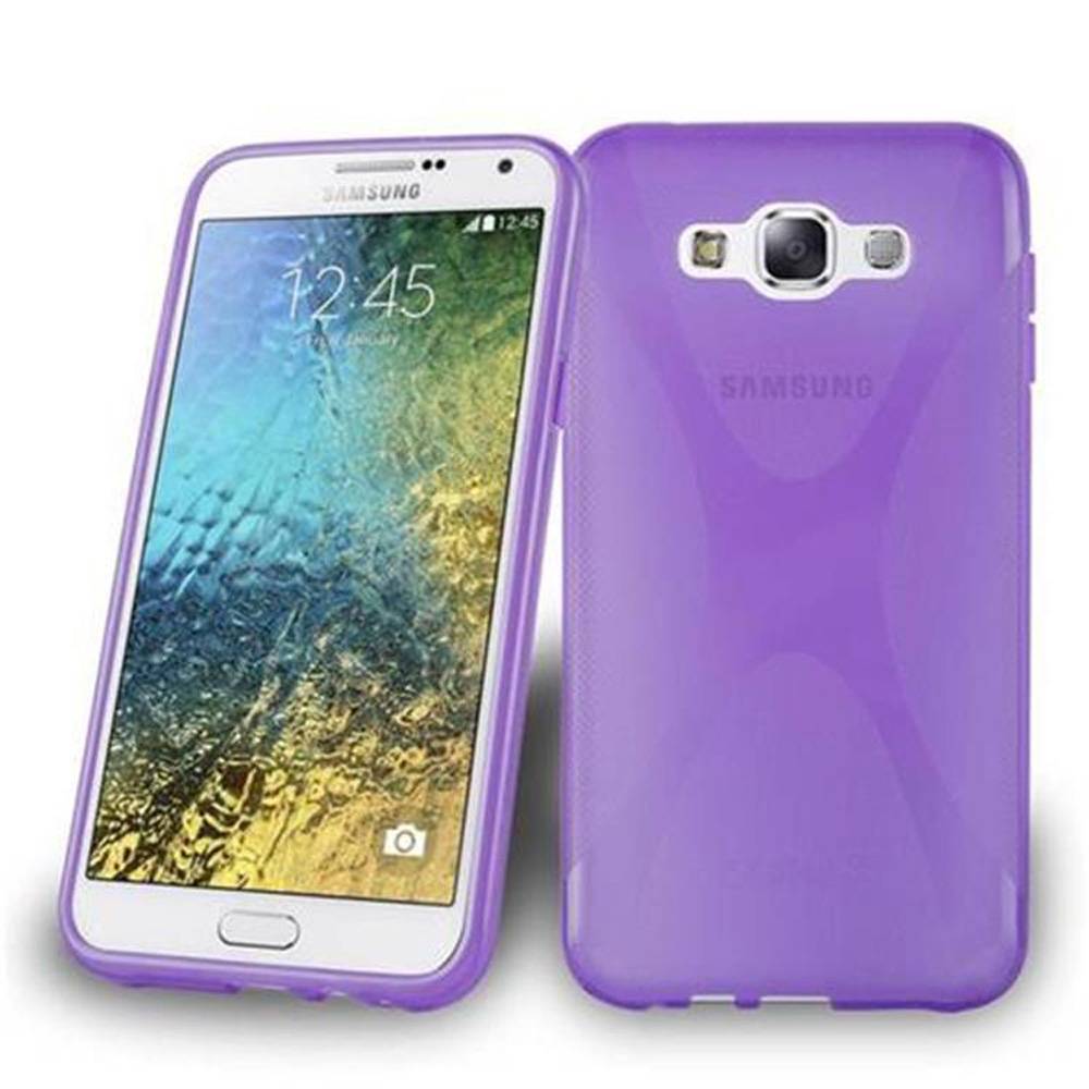 Cadorabo Handyhülle für Samsung Galaxy E7 in Lila Hülle Schutzhülle TPU Silikon Backcover Case