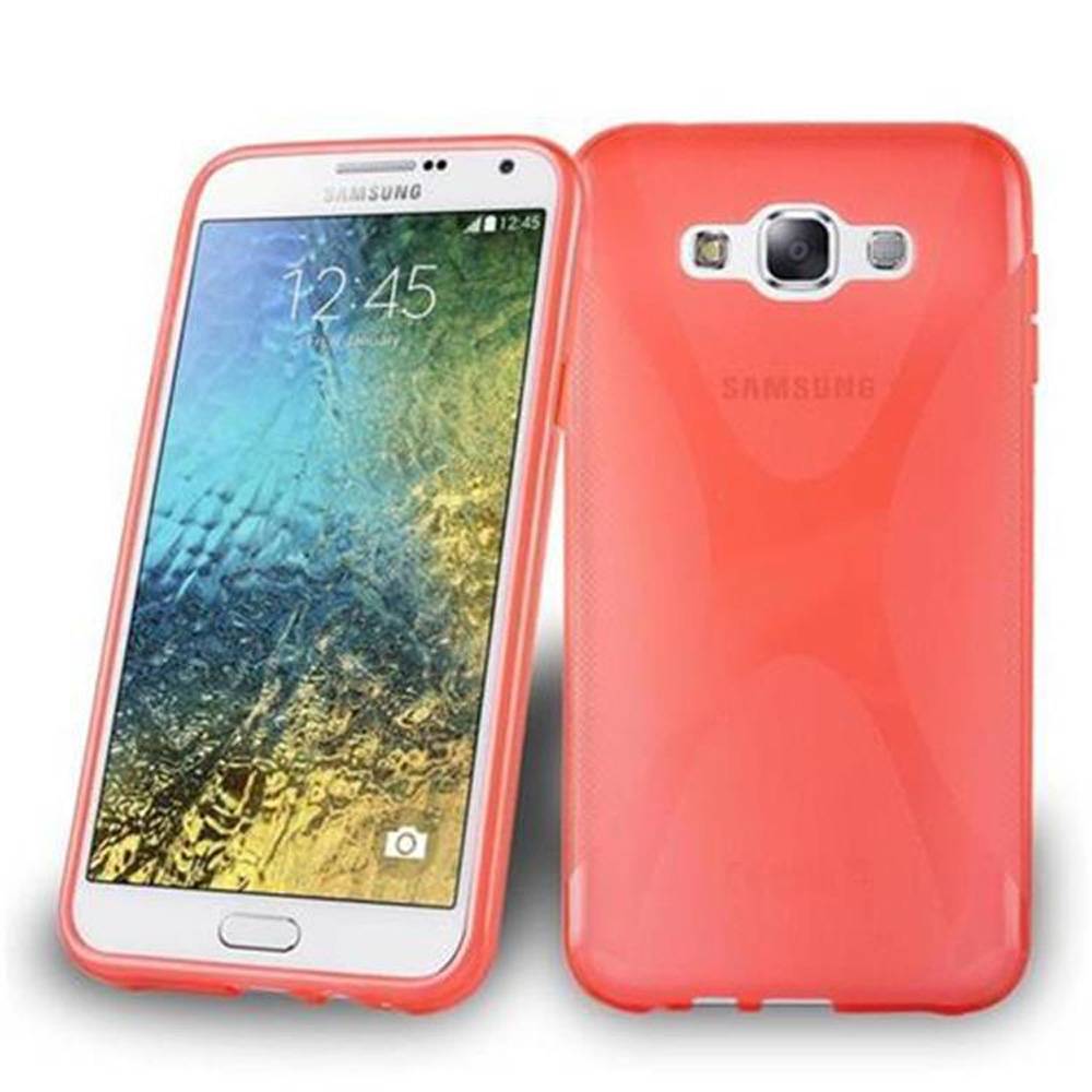 Cadorabo Handyhülle für Samsung Galaxy E7 in Rot Hülle Schutzhülle TPU Silikon Backcover Case