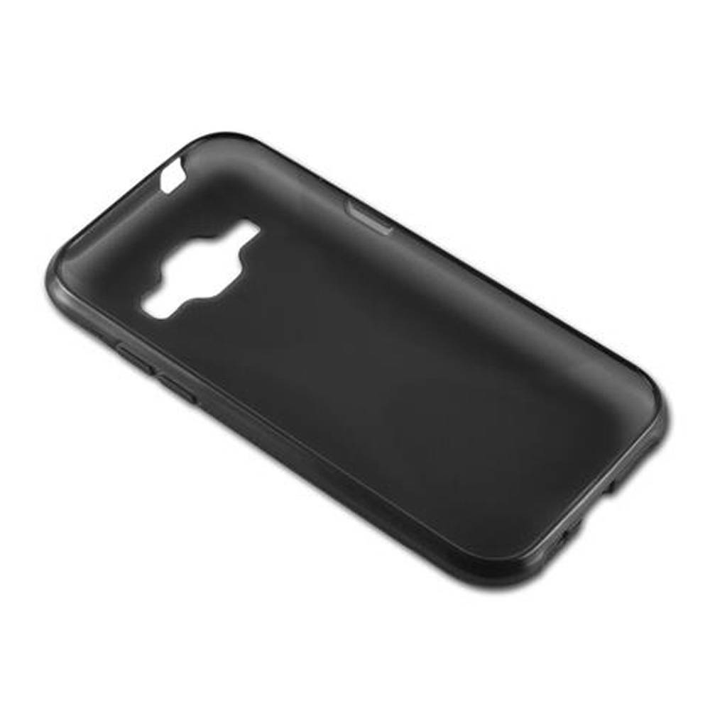 Cadorabo Handyhülle für Samsung Galaxy J1 2015 in Schwarz Hülle Schutzhülle TPU Silikon Backcover Case