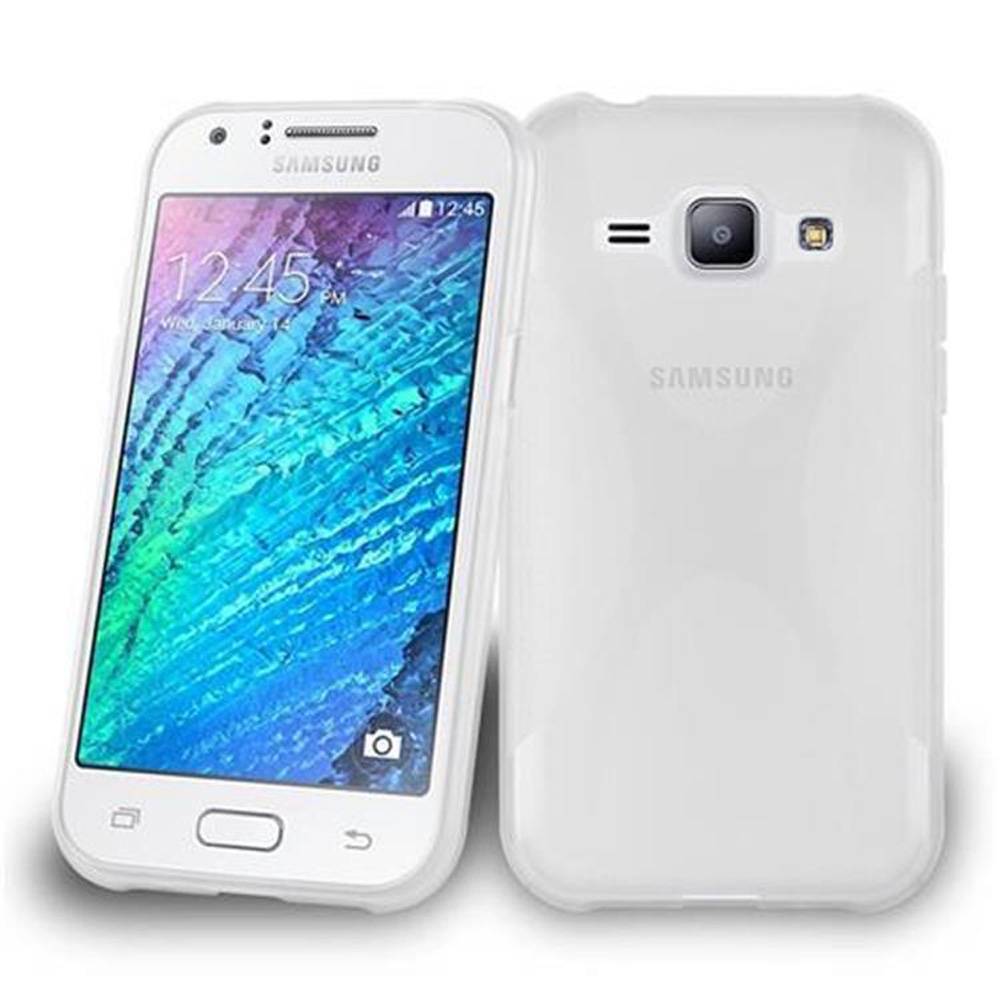 Cadorabo Handyhülle für Samsung Galaxy J1 2015 in Transparent Hülle Schutzhülle TPU Silikon Backcover Case
