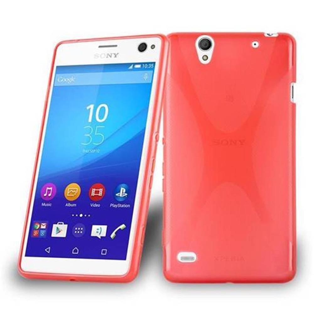 Cadorabo Handyhülle für Sony Xperia C4 in Rot Hülle Schutzhülle TPU Silikon Backcover Case