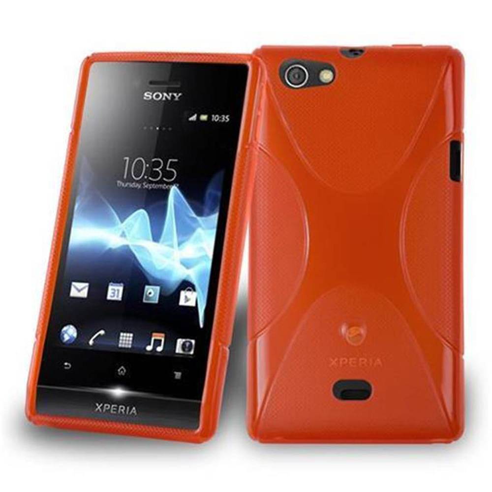 Cadorabo Handyhülle für Sony Xperia MIRO in Rot Hülle Schutzhülle TPU Silikon Backcover Case